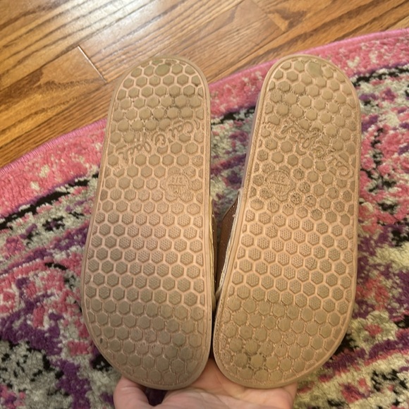 Cat & Jack size medium 2/3 pink blush and glitter slide sandals - Picture 3 of 5